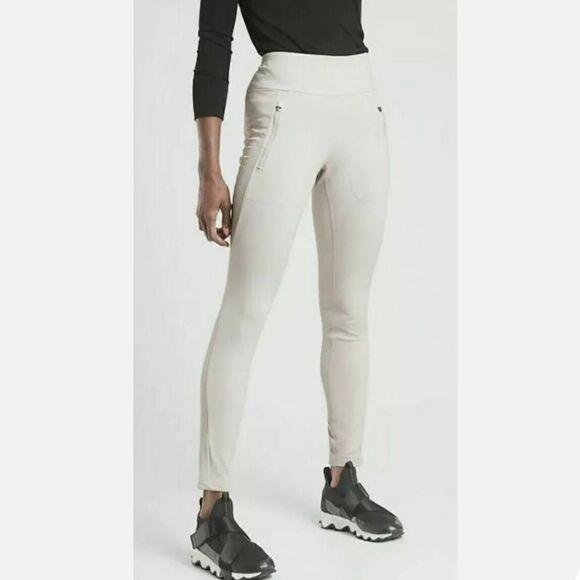 NEW WITH TAGS WOMEN’S ATHLETA BIRCH GRAY PEAK HYBRID FLEECE TIGHT SIZE MEDIUM - Picture 1 of 11